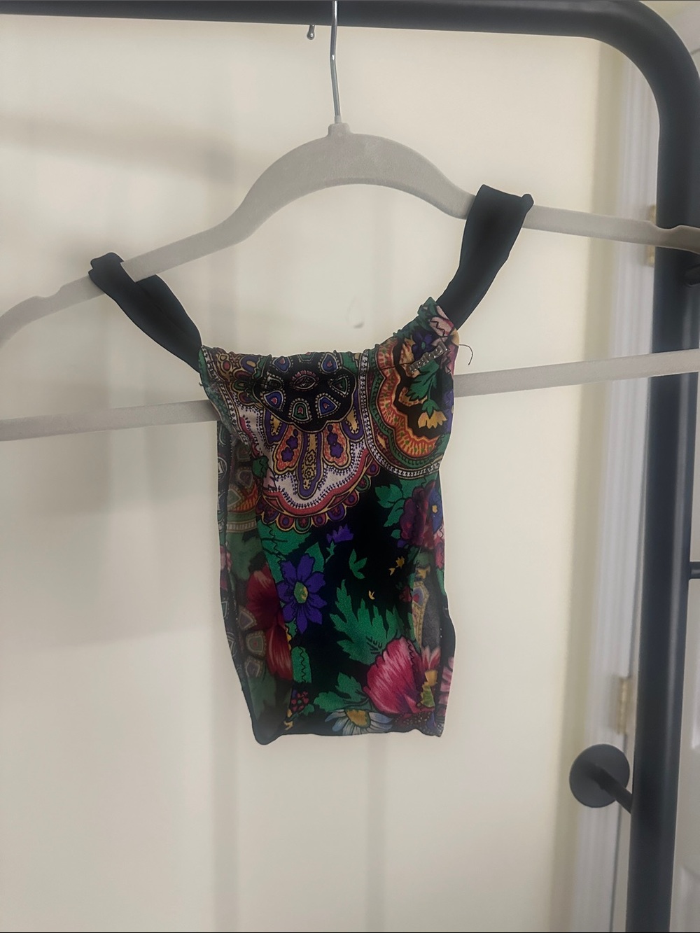 Paisley Floral Smocked Black Camisole